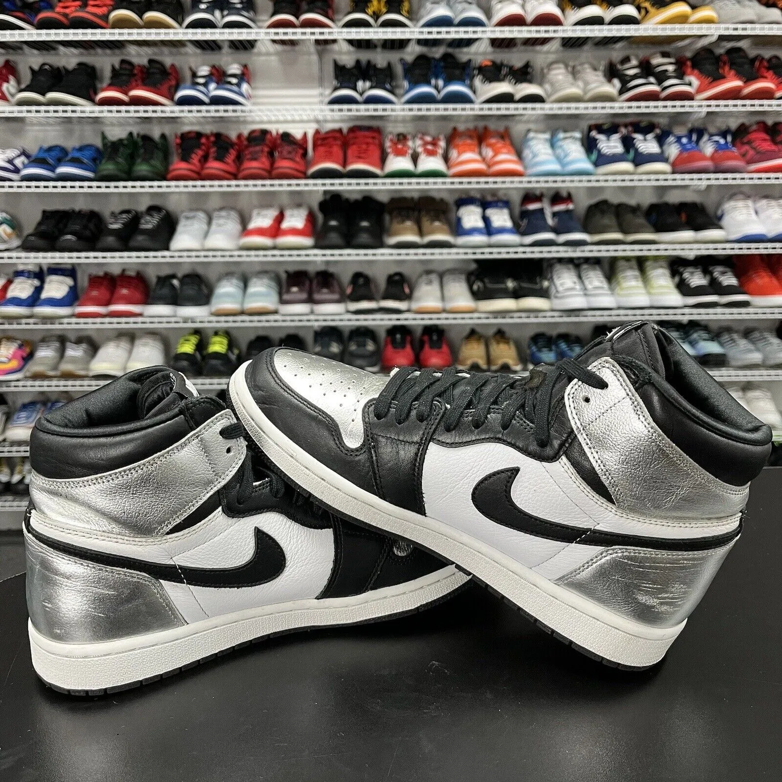 Nike Air Jordan 1 High OG Silver Toe Black Mtlc Silver CD0461-001 Size 9.5